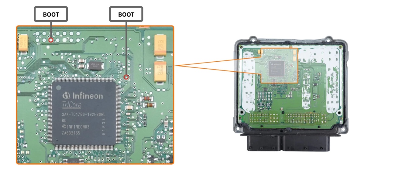 Podłączenie — BOOT TC1766 DCU17HD01 PCB