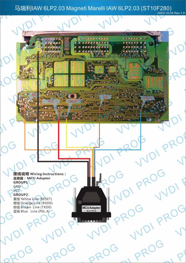 Adapter — ST10F280 (VVDI PROG, wyprowadzenia chipu)