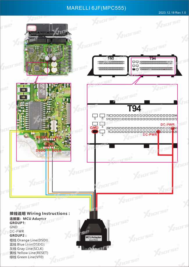 Adapter — MPC555 (VVDI PROG, wyprowadzenia chipu)