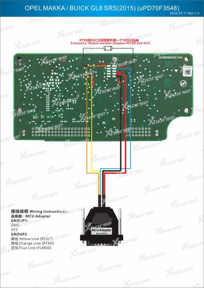 Adapter — UPD70F3548 (VVDI PROG, wyprowadzenia chipu)