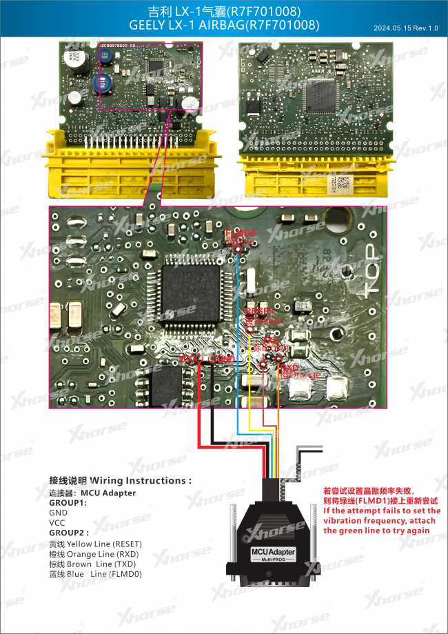 Adapter — R7F701008 (VVDI PROG, wyprowadzenia chipu)
