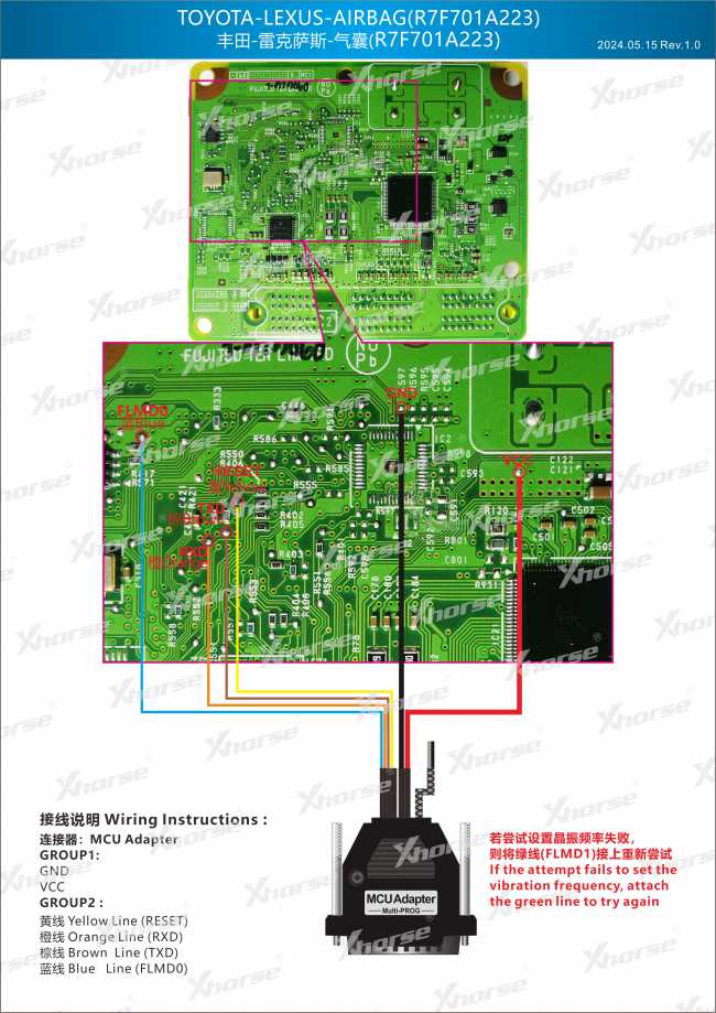 Adapter — R7F701A223 (VVDI PROG, wyprowadzenia chipu)