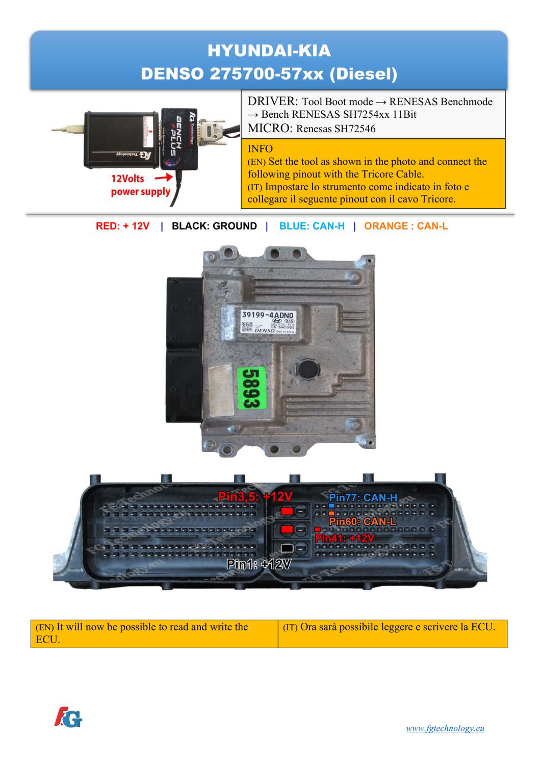 Schemat złącza — BENCHMODE 275700-57xx SH72546 HYUNDAI-KIA