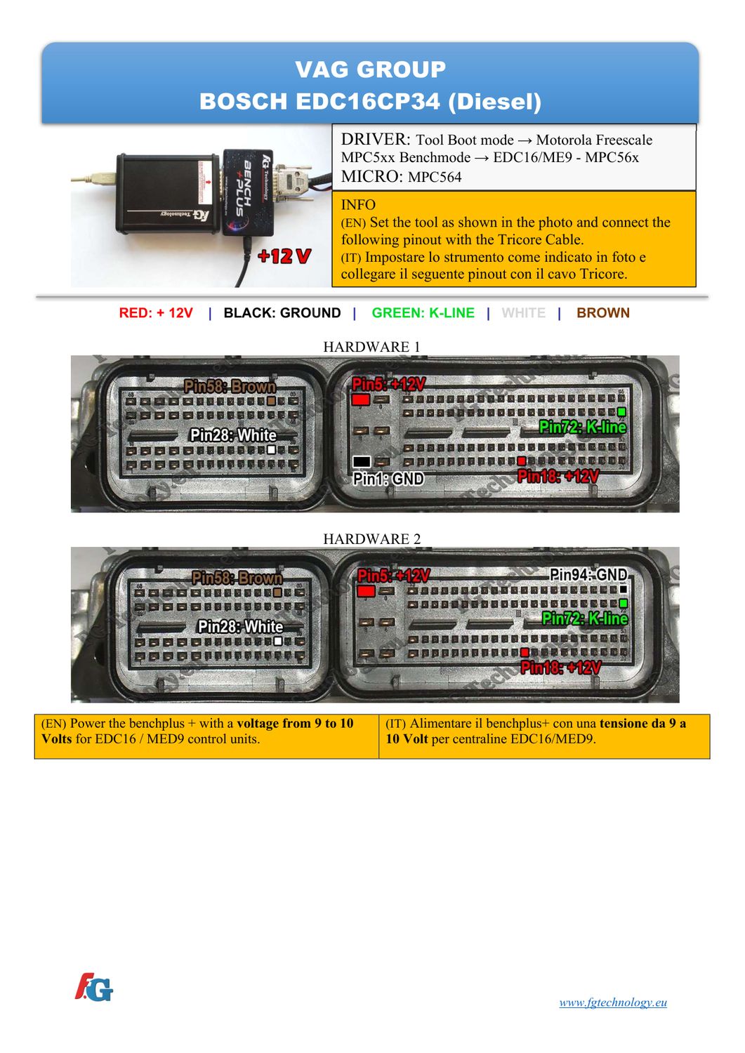 Schemat złącza — BENCHMODE EDC16CP34 MOTOROLA VAG