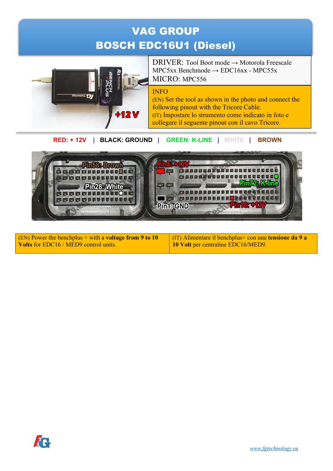 Schemat złącza — BENCHMODE EDC16U1 MOTOROLA VAG