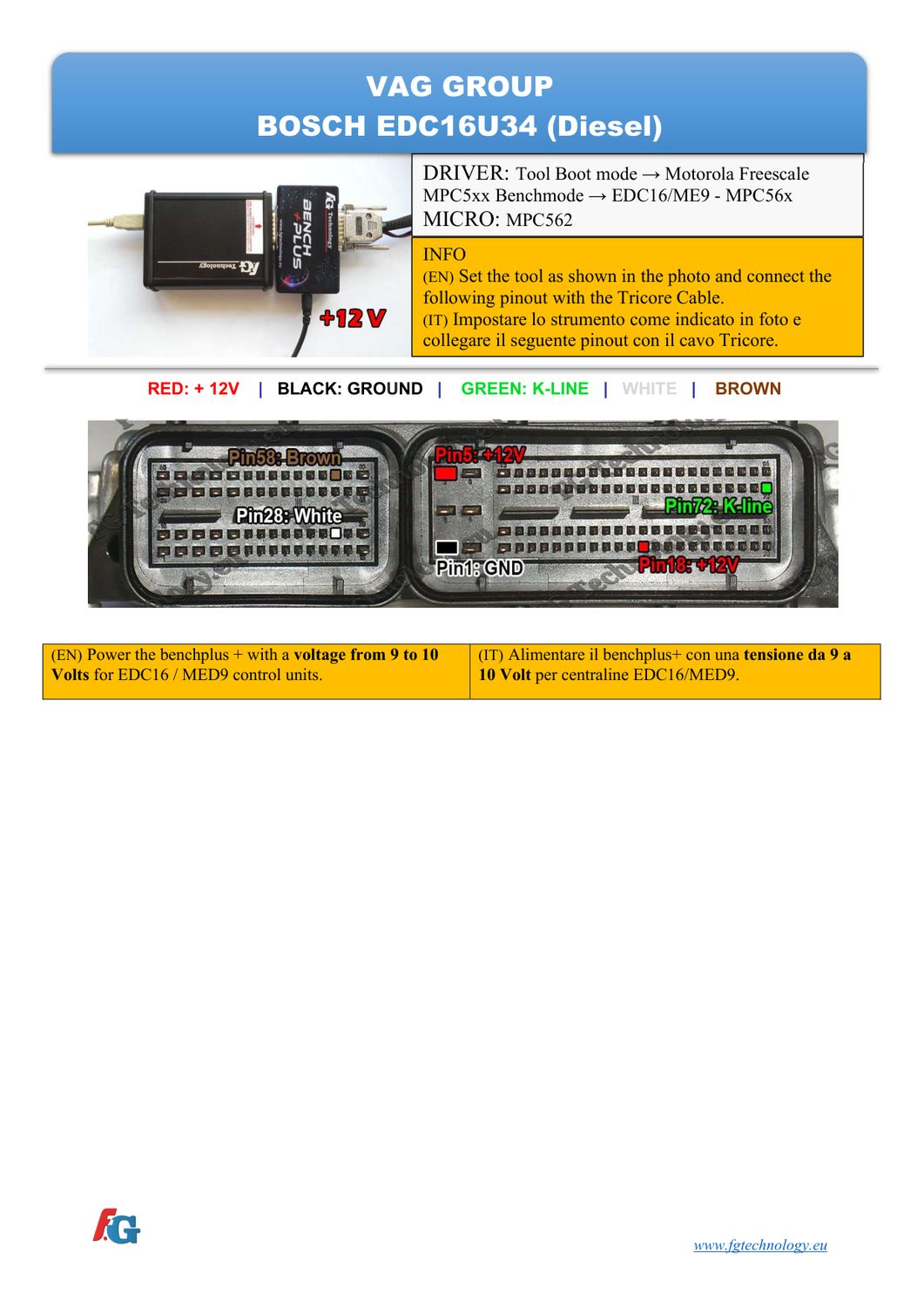 Schemat złącza — BENCHMODE EDC16U34 MOTOROLA VAG