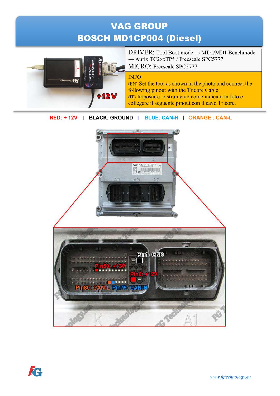 Schemat złącza — BENCHMODE MD1CP004 SPC-AURIX VAG