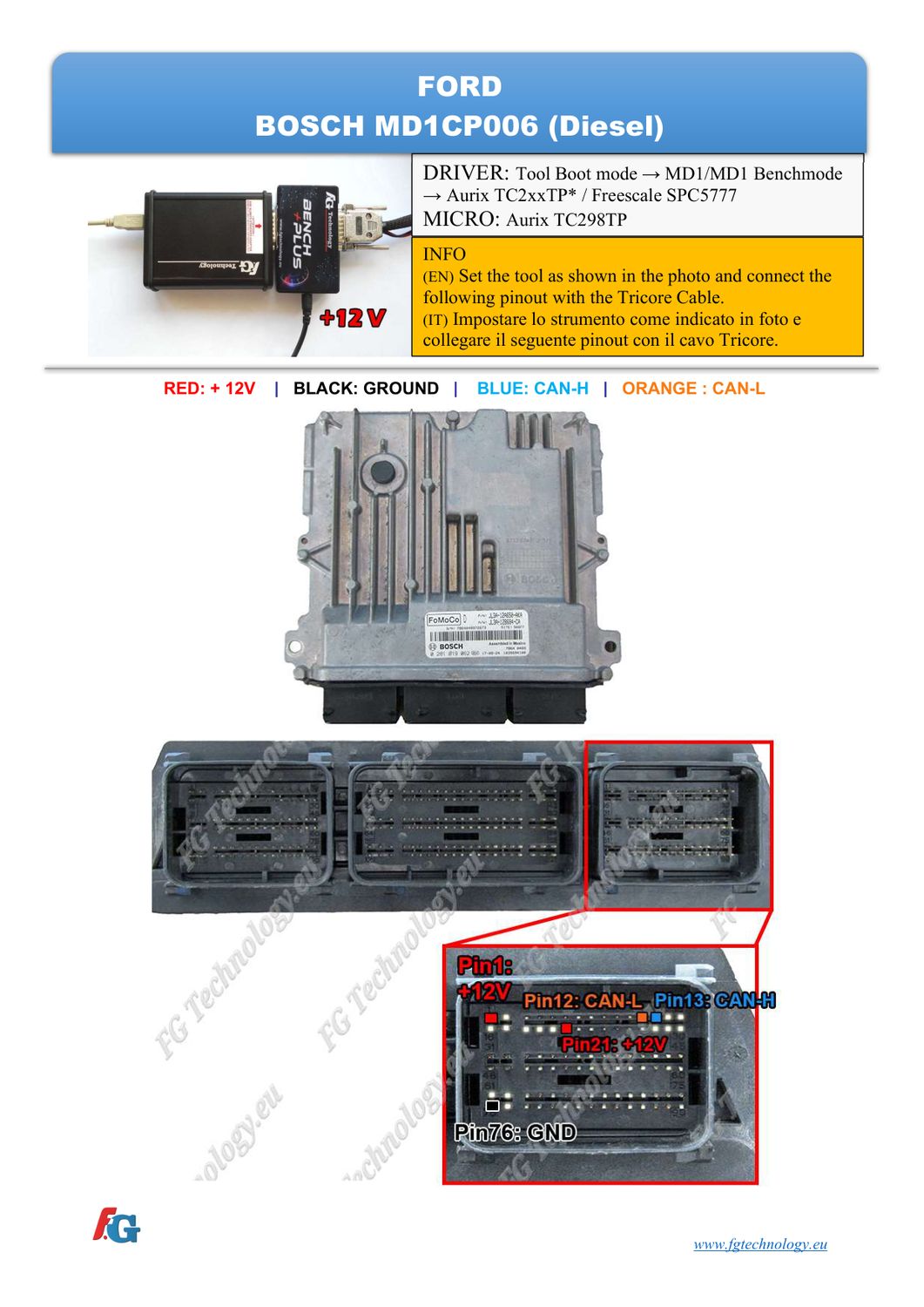 Schemat złącza — BENCHMODE MD1CP006 TC298TP FORD
