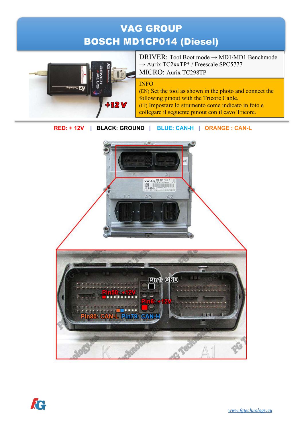 Schemat złącza — BENCHMODE MD1CP014 TC298TP VAG