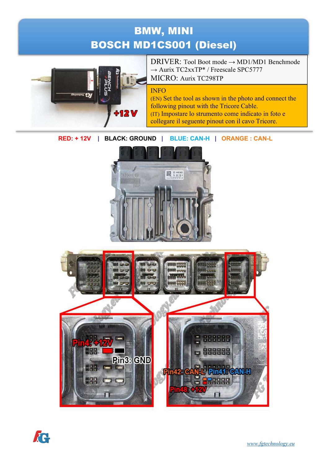Schemat złącza — BENCHMODE MD1CS001 TC298TP BMW-MINI