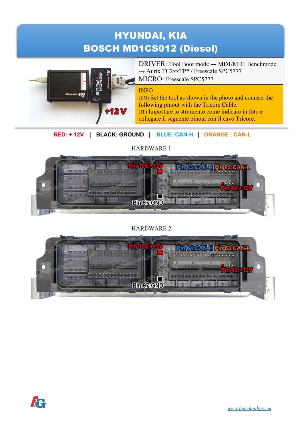 Schemat złącza — BENCHMODE MD1CS012 SPC5777 HYUNDAI-KIA
