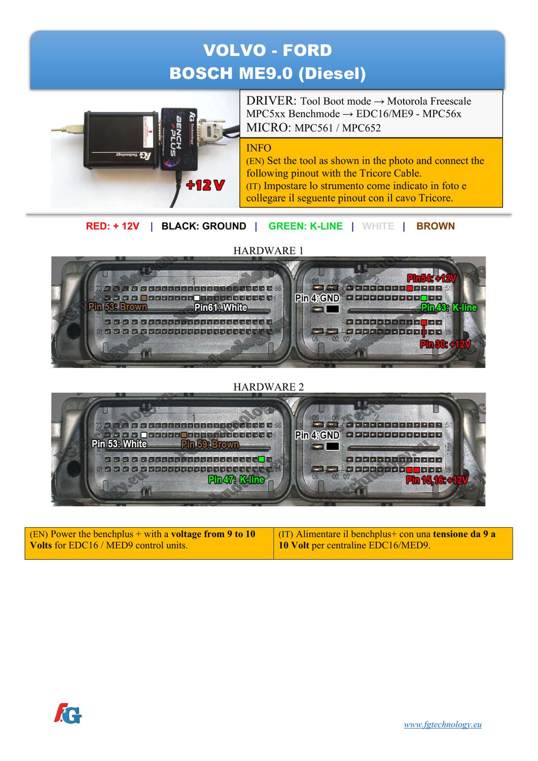 Schemat złącza — BENCHMODE ME9.0 MOTOROLA VOLVO-FORD
