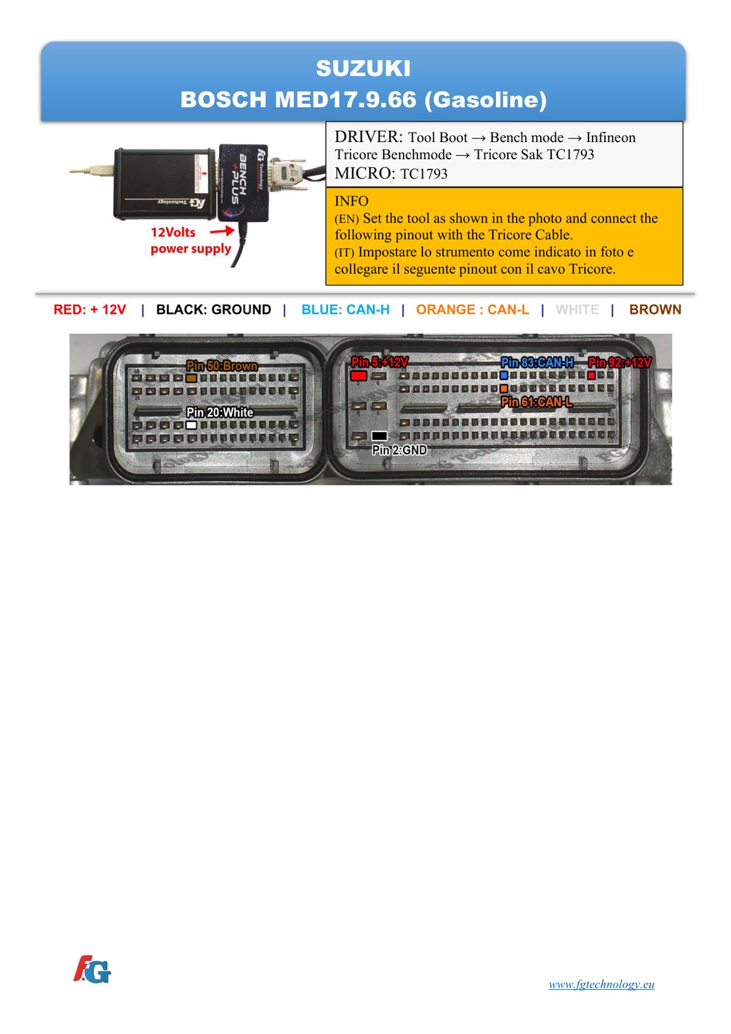 Schemat złącza — BENCHMODE MED17.9.66 TC1793 SUZUKI