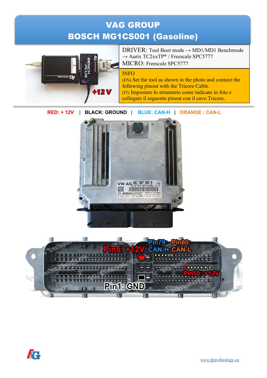 Schemat złącza — BENCHMODE MG1CS001 SPC5777 VAG