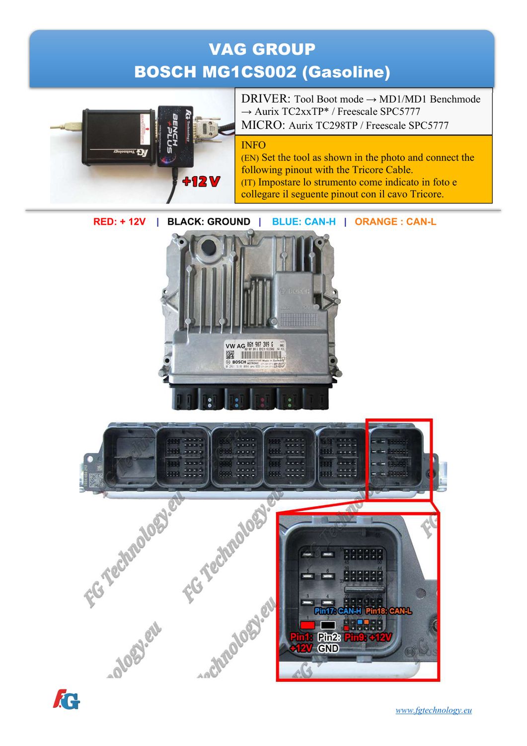 Schemat złącza — BENCHMODE MG1CS002 SPC-AURIX VAG