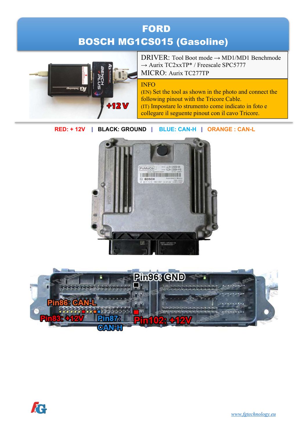 Schemat złącza — BENCHMODE MG1CS015 TC277TP FORD