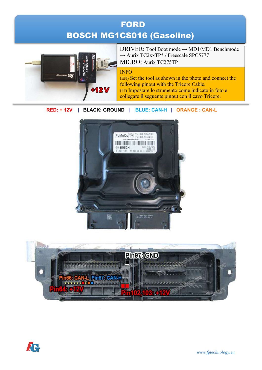 Schemat złącza — BENCHMODE MG1CS016 TC275TP FORD