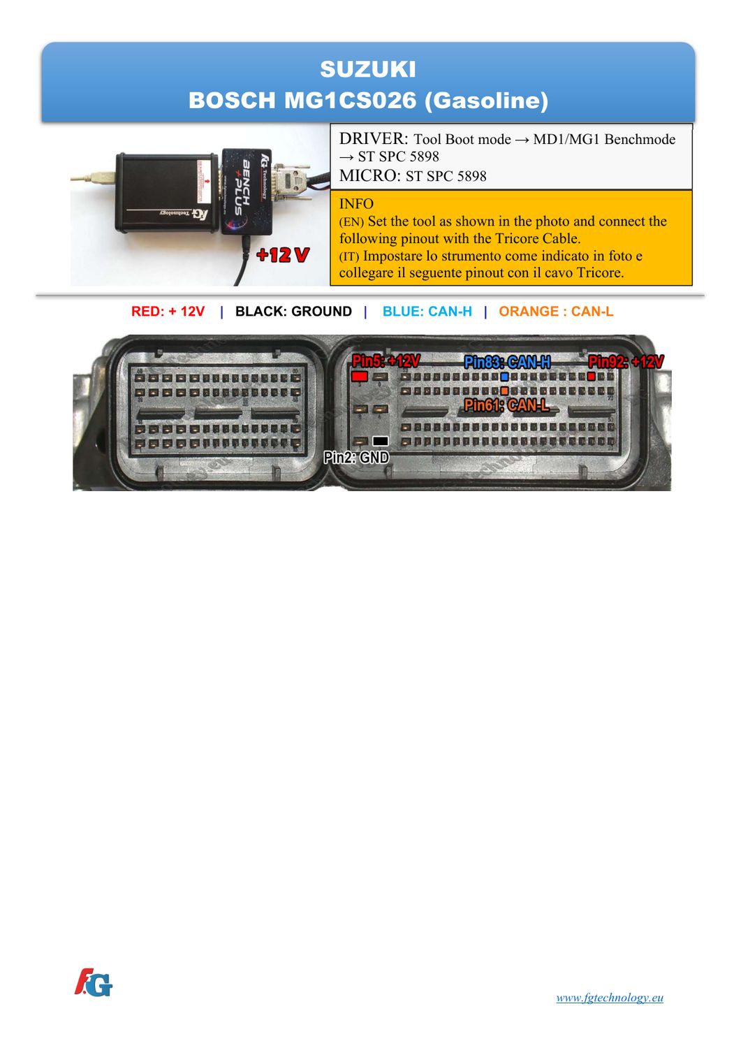 Schemat złącza — BENCHMODE MG1CS026 SPC5898 SUZUKI
