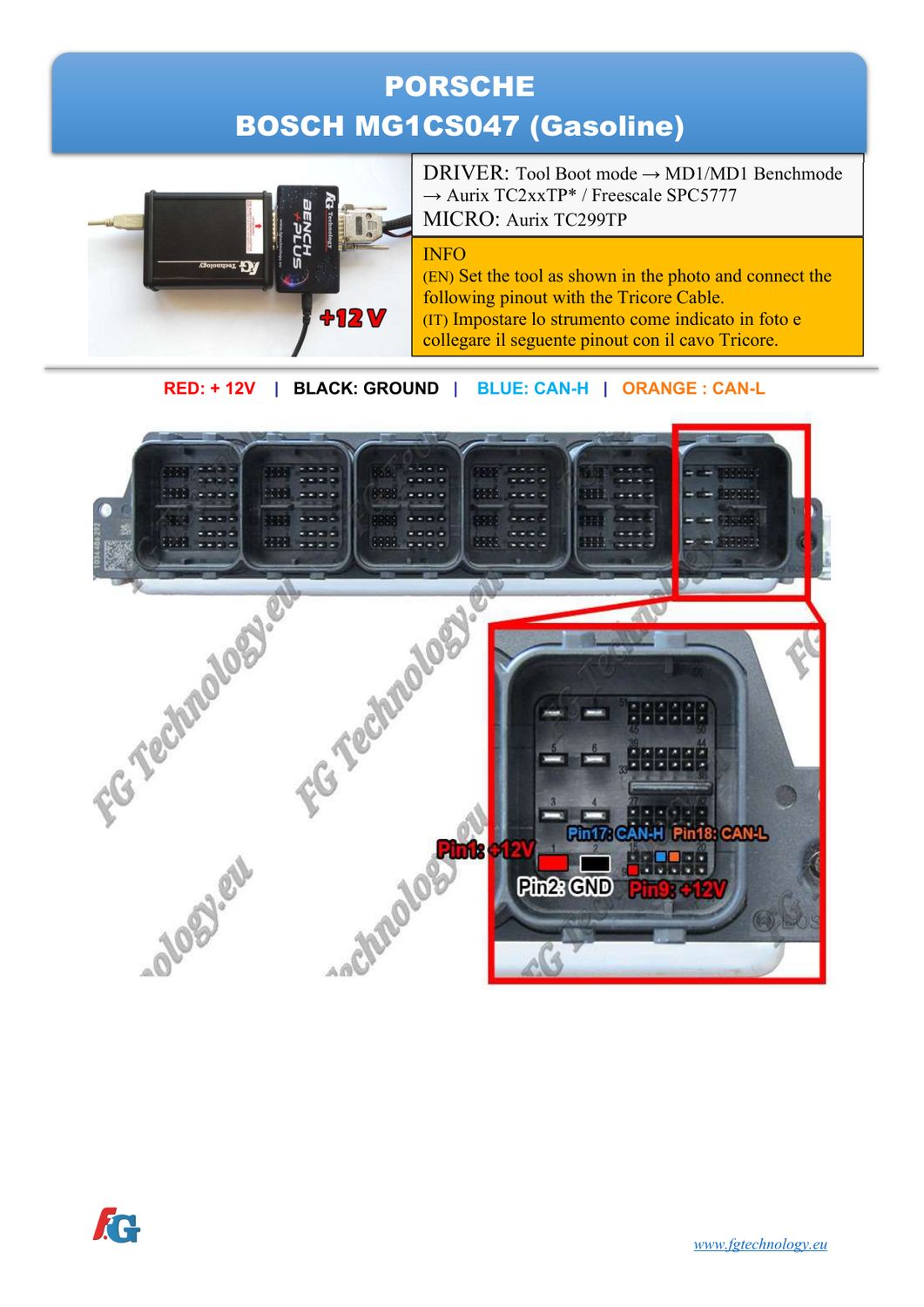 Schemat złącza — BENCHMODE MG1CS047 TC299TP PORSCHE
