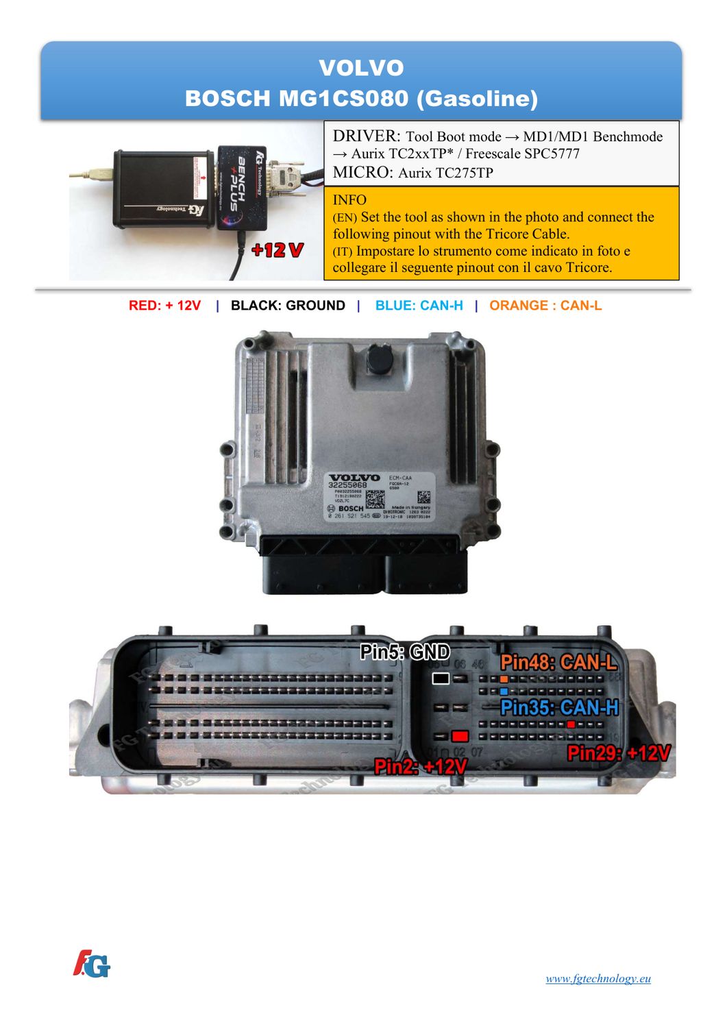 Schemat złącza — BENCHMODE MG1CS080 TC275TP VOLVO