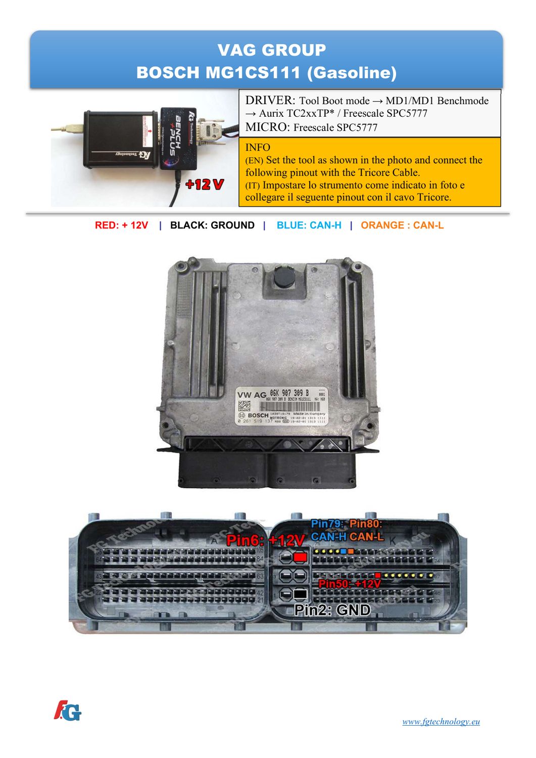 Schemat złącza — BENCHMODE MG1CS111 SPC5777 VAG