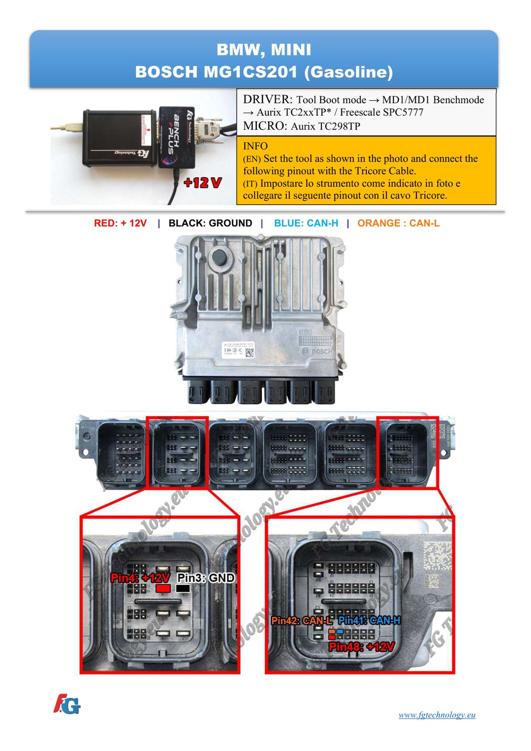 Schemat złącza — BENCHMODE MG1CS201 TC298TP BMW-MINI