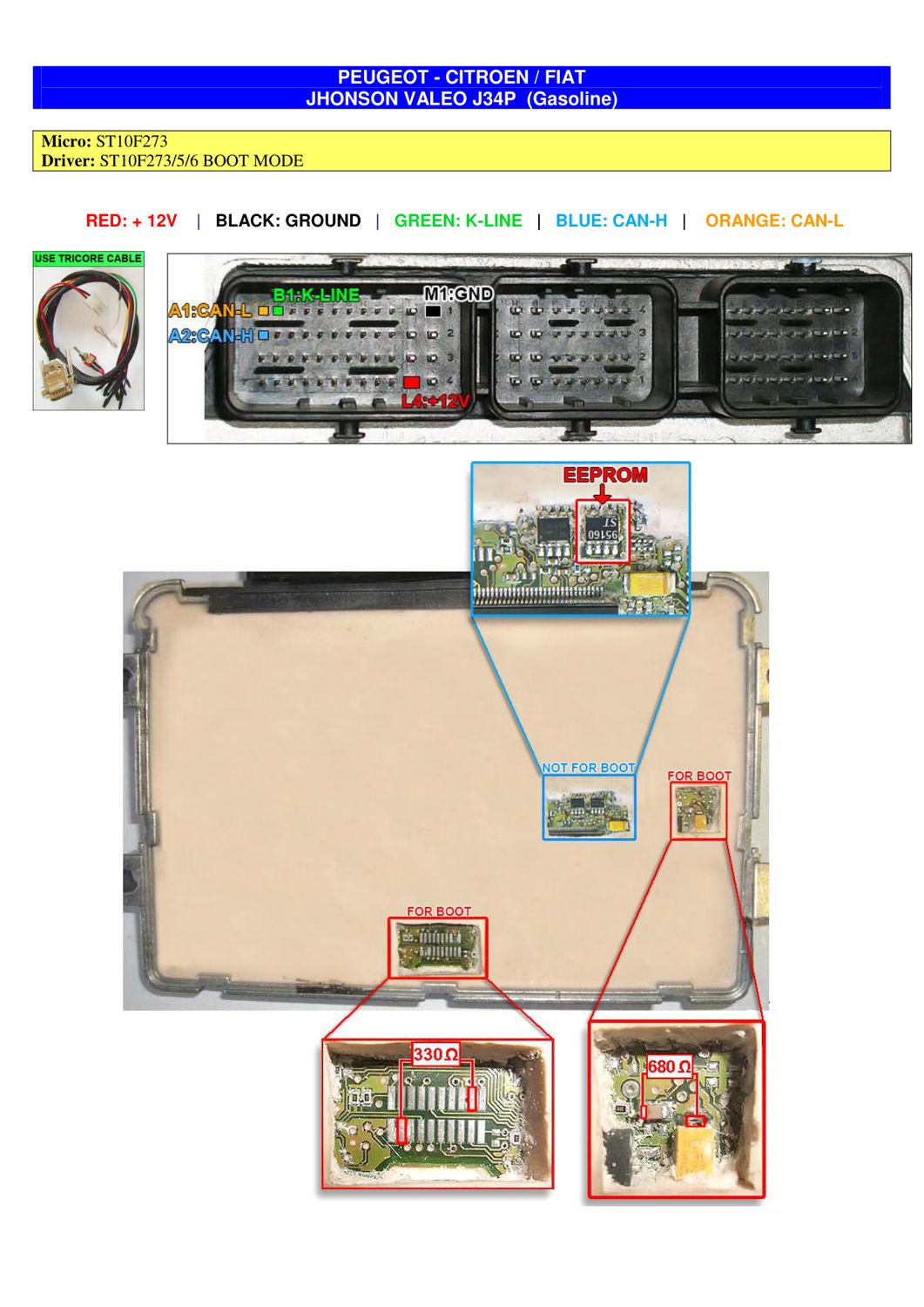 Schemat złącza — BOOTST10C167 JHONSON VALEO J34P PSA FIAT