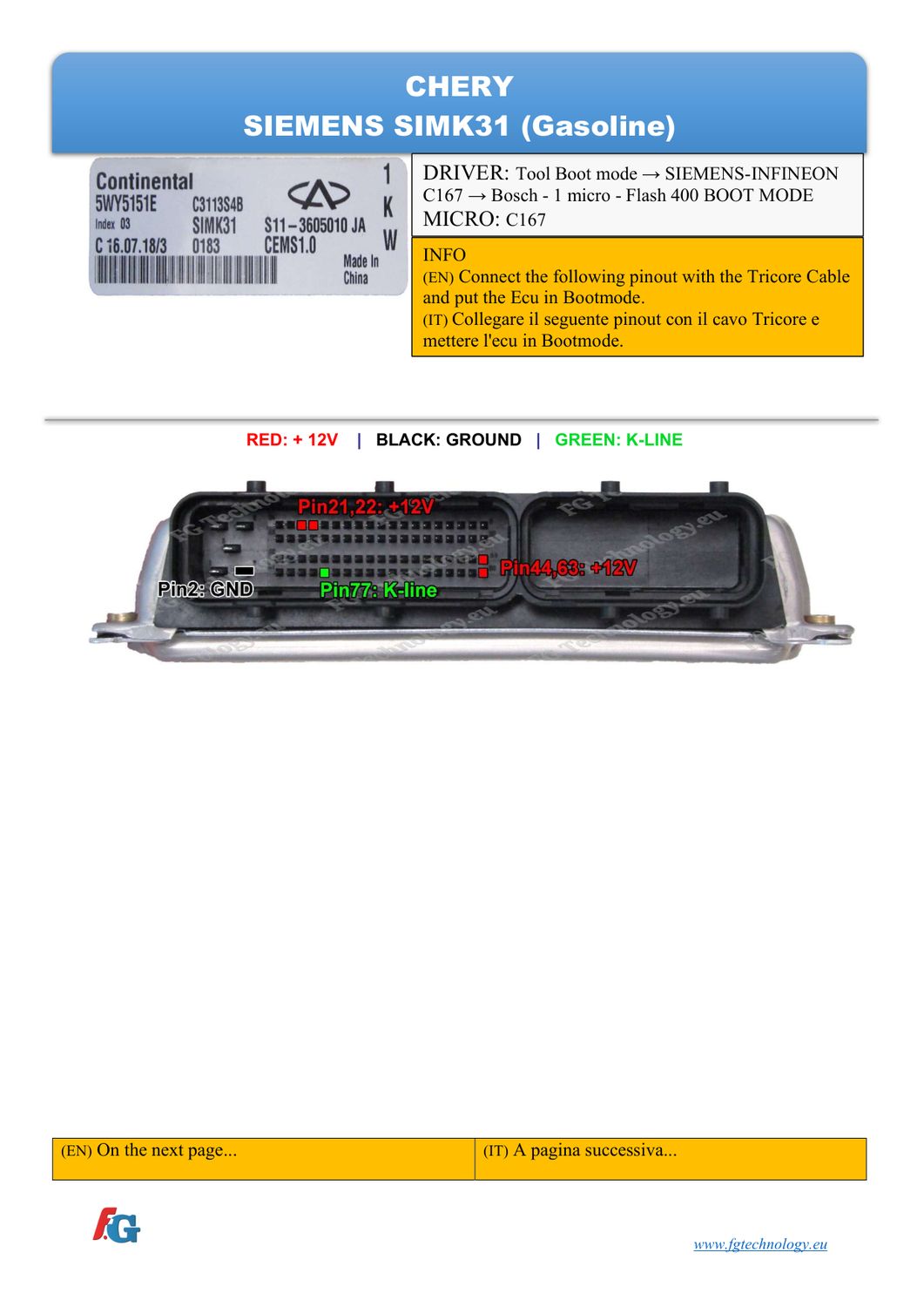 Schemat złącza — BOOTST10C167 SIEMENS SIMK31 CHERY