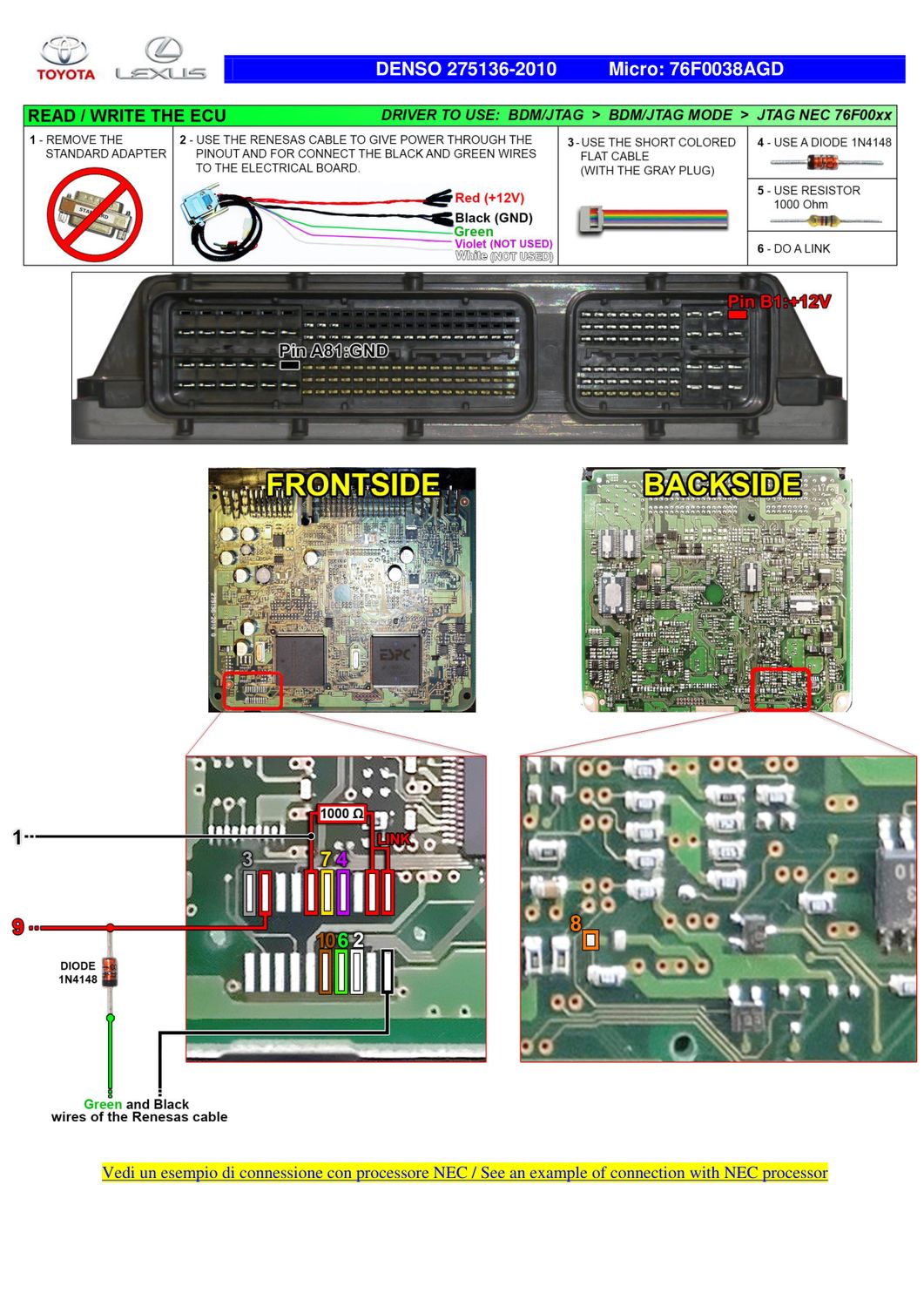 Schemat złącza — NEC TOYOTA DENSO 275136-2010