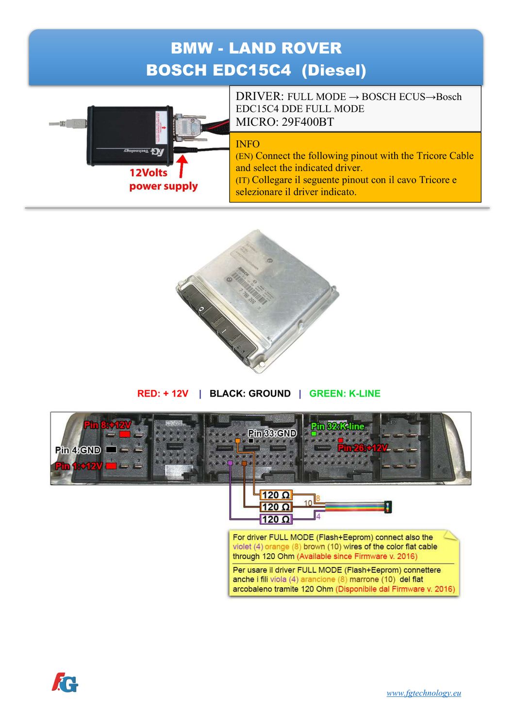 Schemat złącza — PINOUT BOSCH EDC15 C4 BMW 330D LAND ROVER