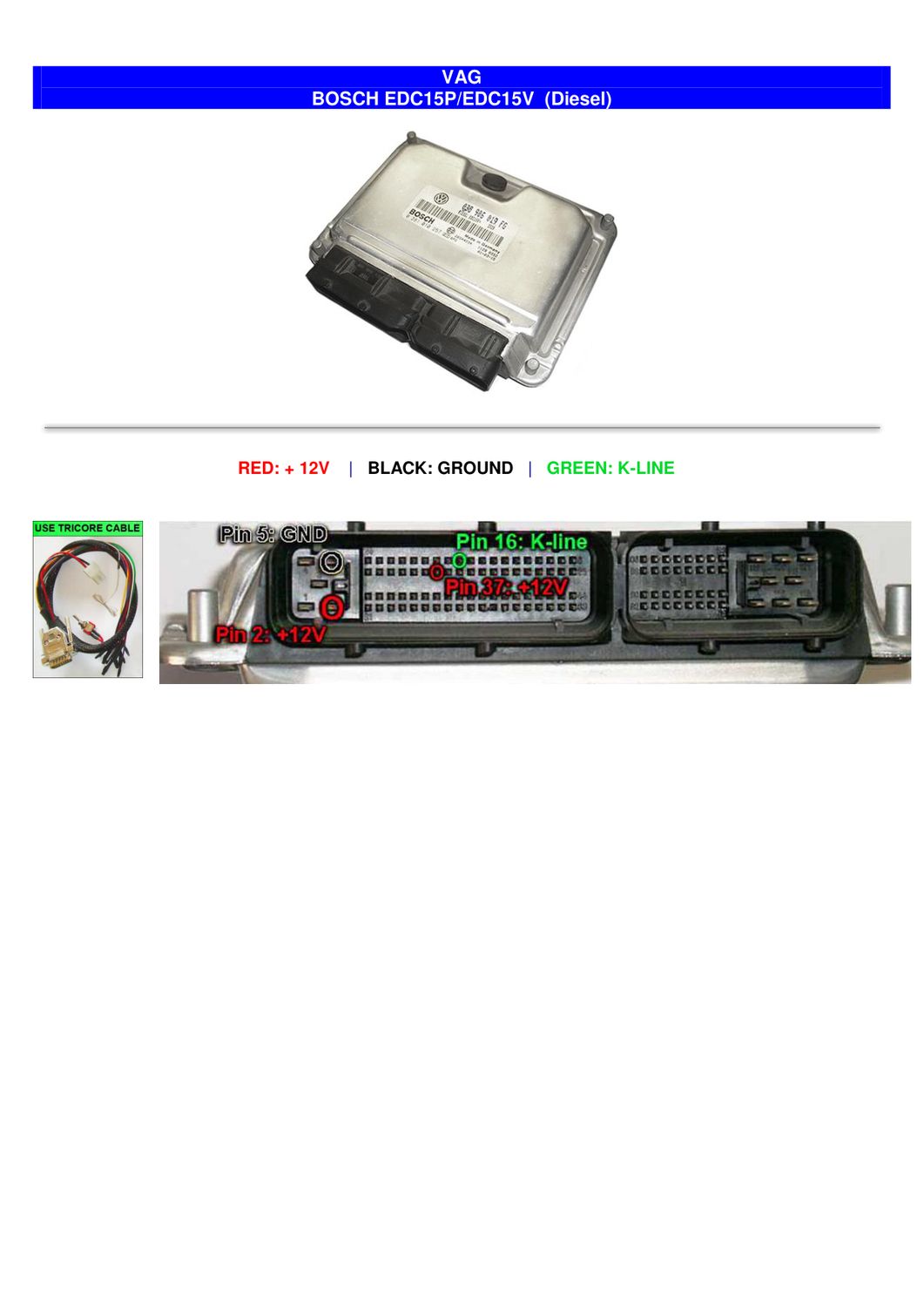 Schemat złącza — PINOUT BOSCH EDC15P EDC15V VAG