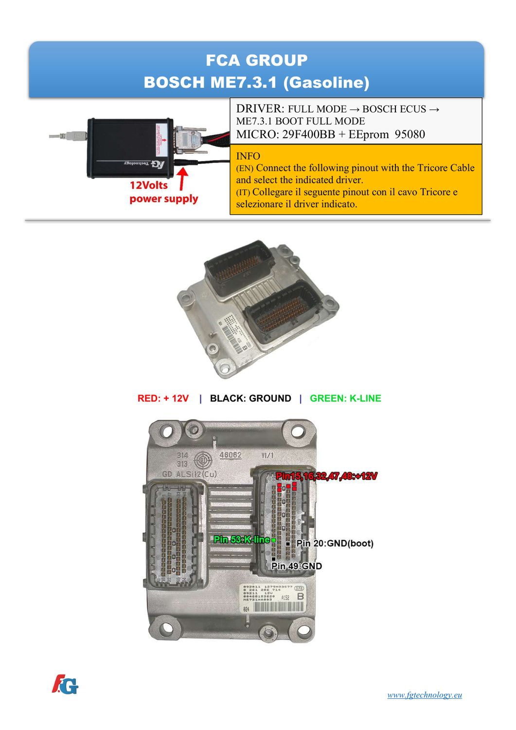 Schemat złącza — PINOUT BOSCH ME7.3.1 FIAT ALFA LANCIA