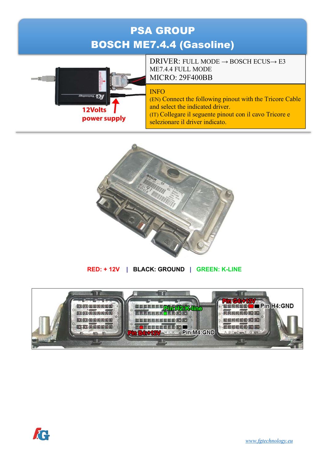 Schemat złącza — PINOUT BOSCH ME7.4.4 PSA