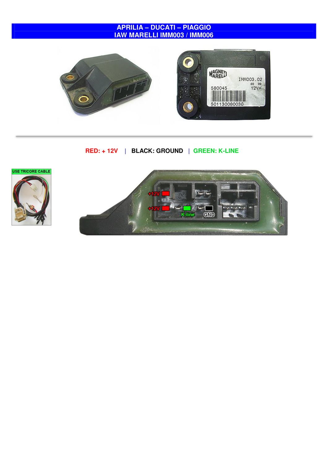Schemat złącza — PINOUT MARELLI IMM003 IMM006 APRILIA DUCATI PIAGGIO
