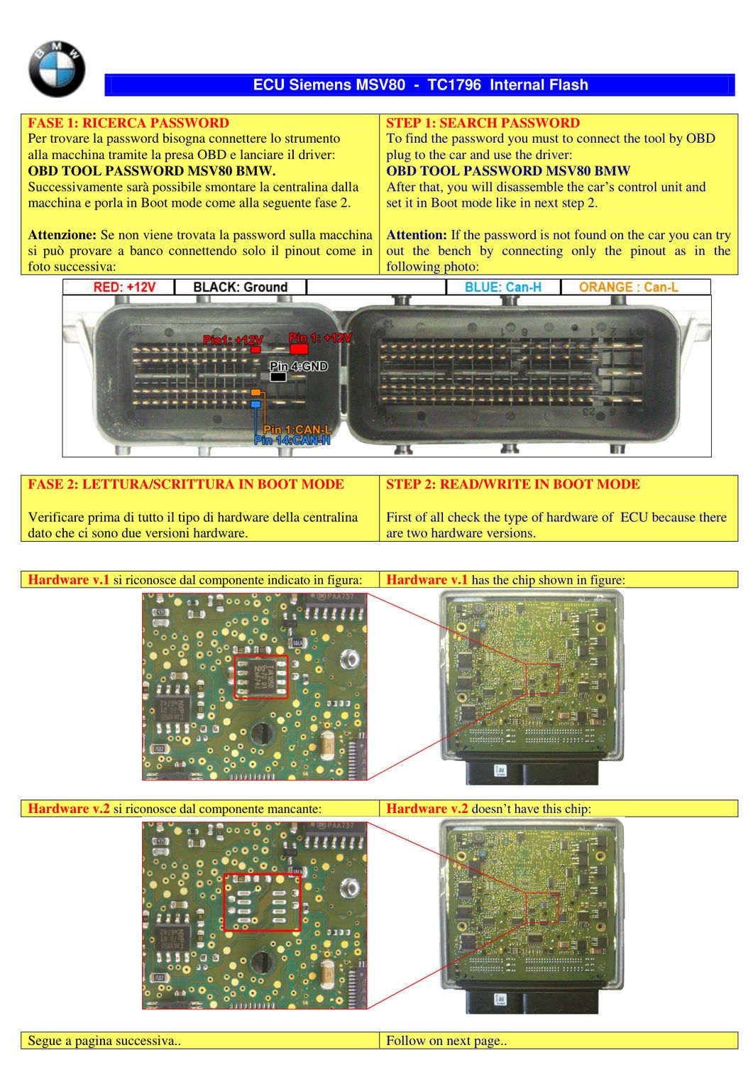 Schemat złącza — TRICORE BMW MSV80 1796 INTFLASH