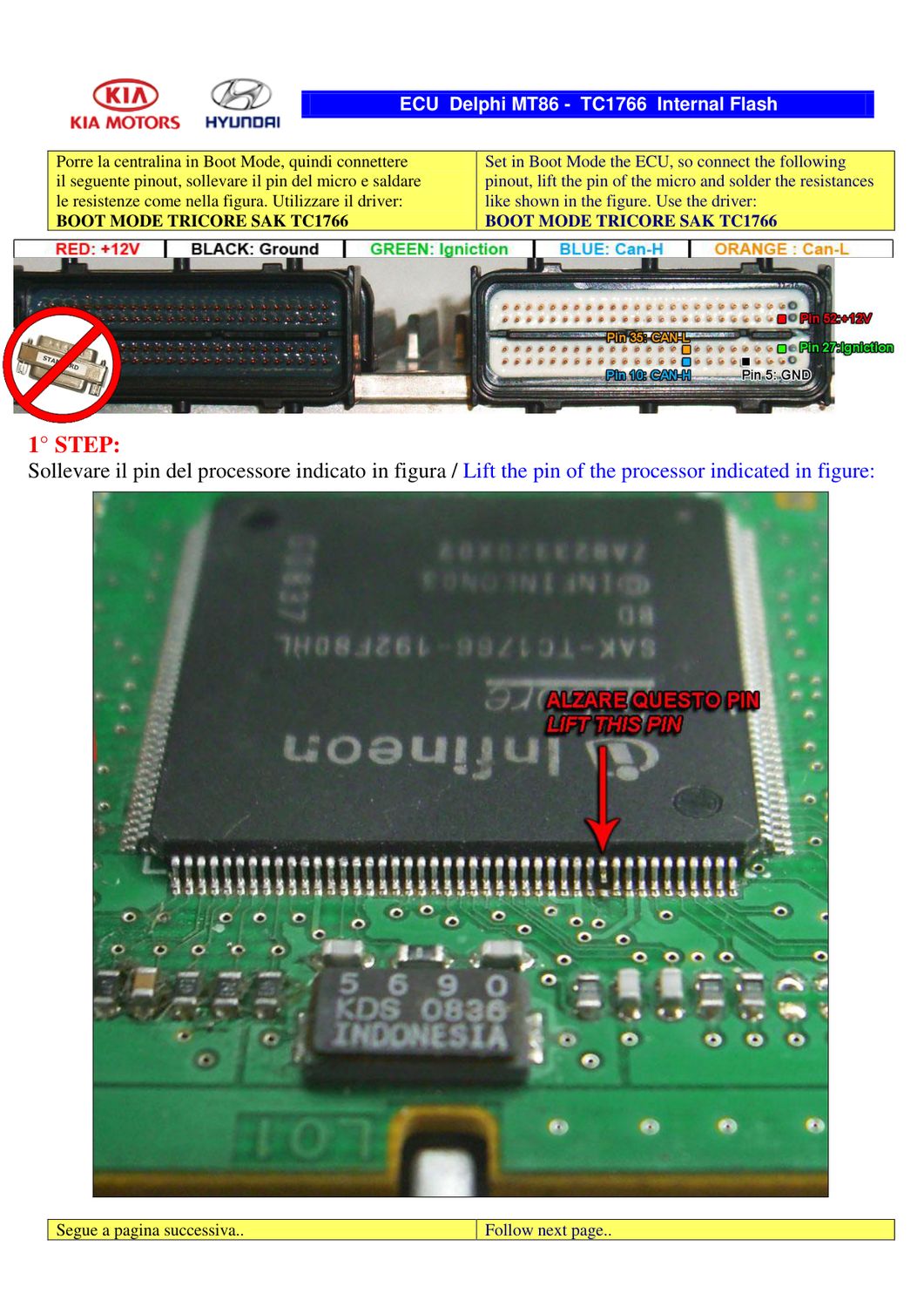 Schemat złącza — TRICORE HYUNDAI KIA MT86 1766 INTFLASH