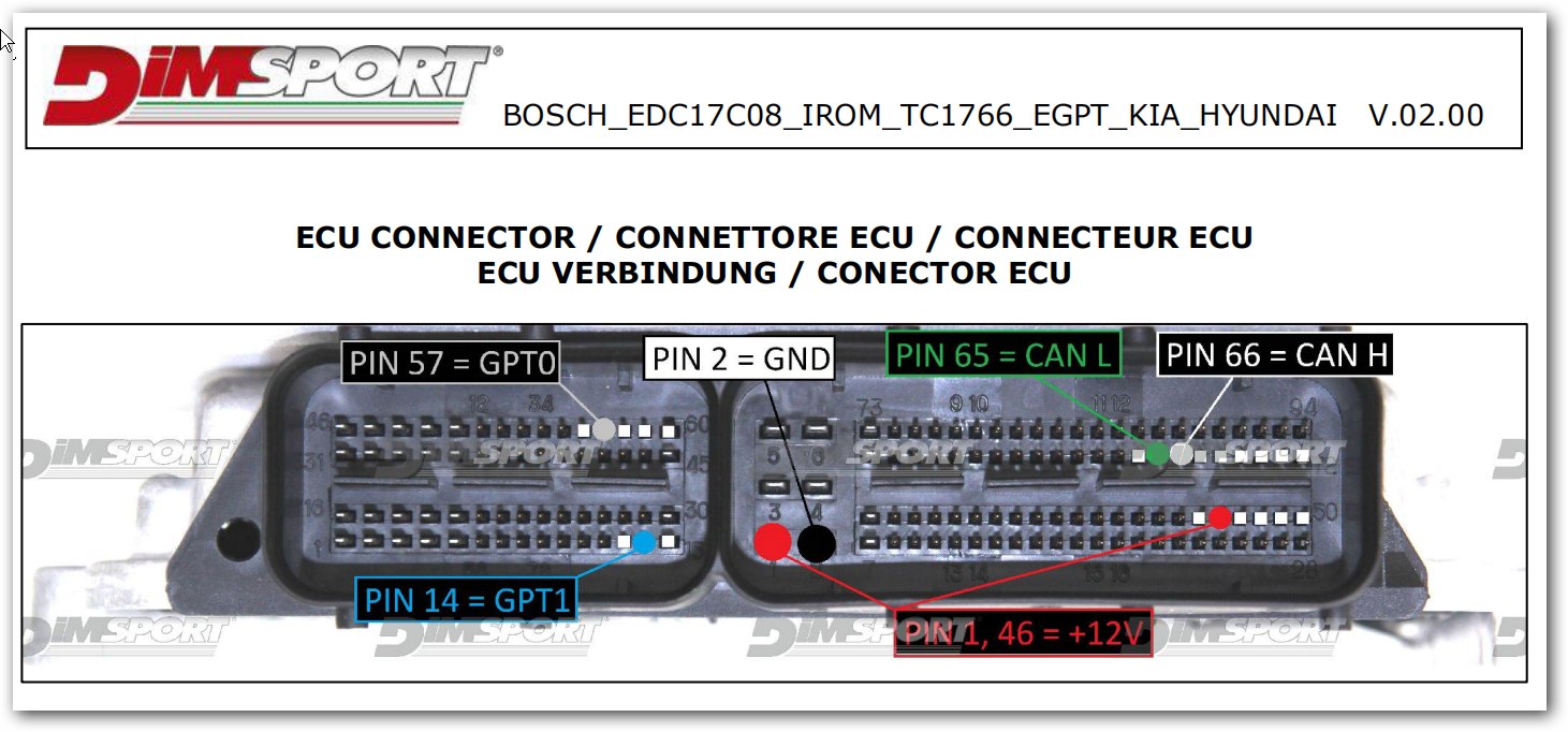 Schemat złącza — BOSCH EDC17C08 IROM TC1766 EGPT KIA HYUNDAI