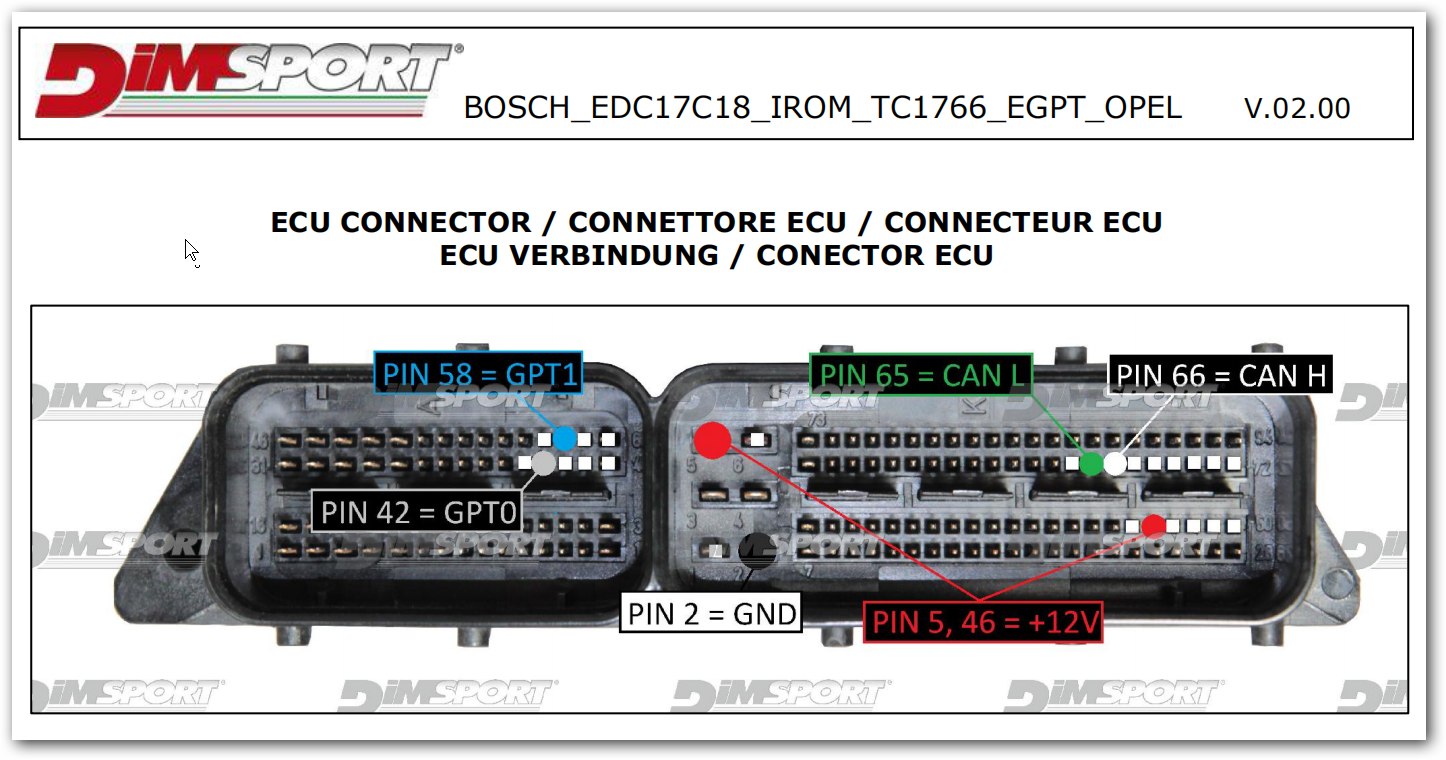 Schemat złącza — BOSCH EDC17C18 IROM TC1766 EGPT OPEL