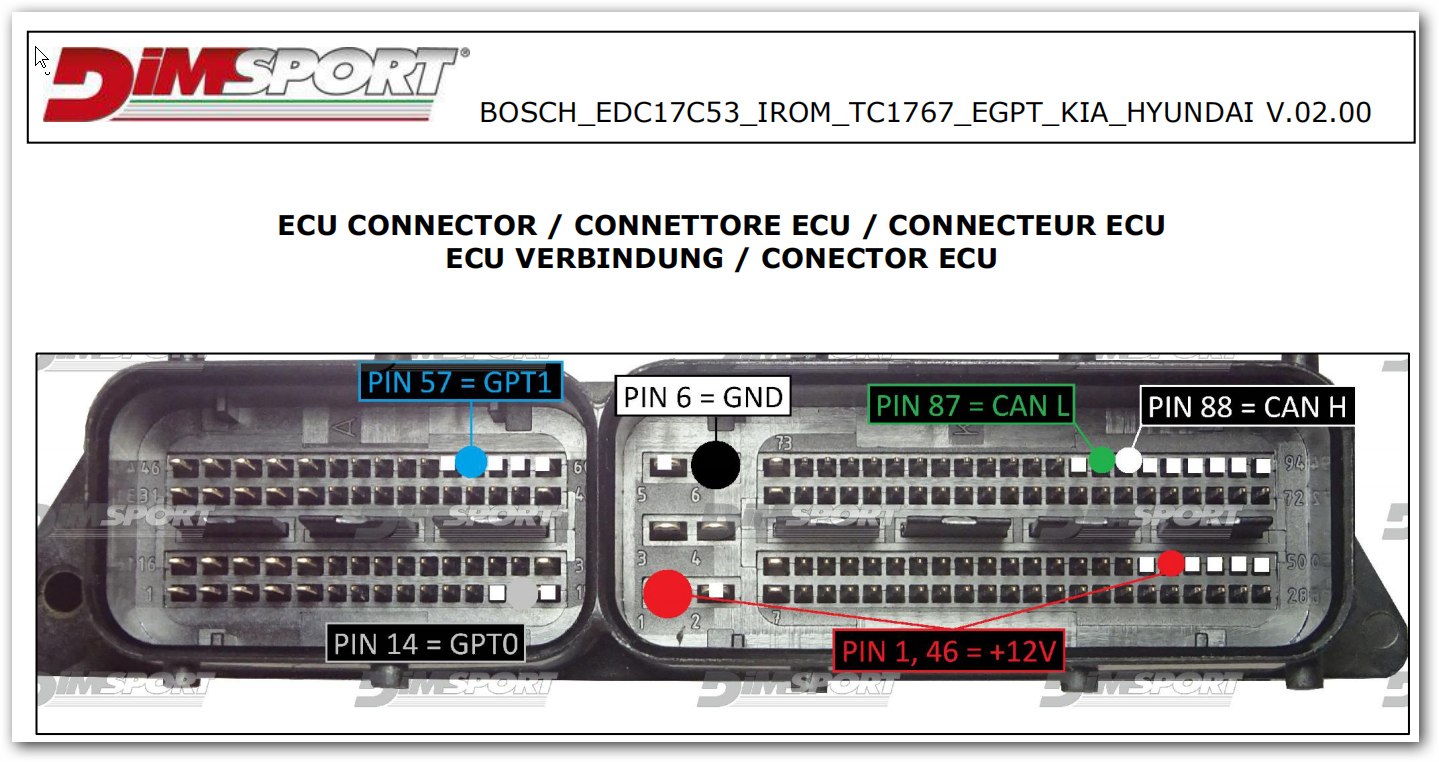 Schemat złącza — BOSCH EDC17C53 IROM TC1767 EGPT KIA HYUNDA