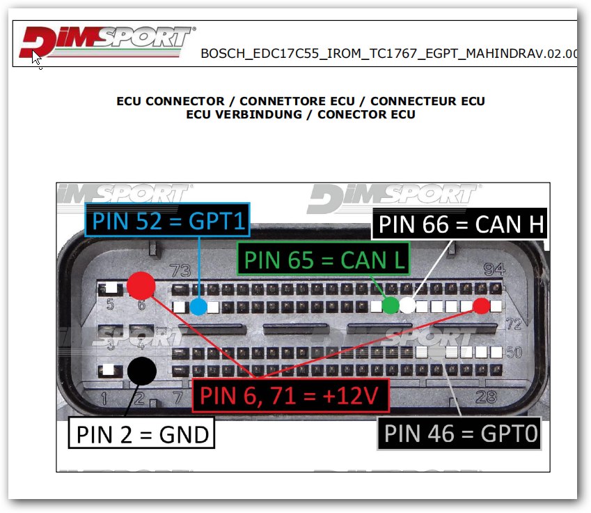 Schemat złącza — BOSCH EDC17C55 IROM TC1767 EGPT MAHINDRAV
