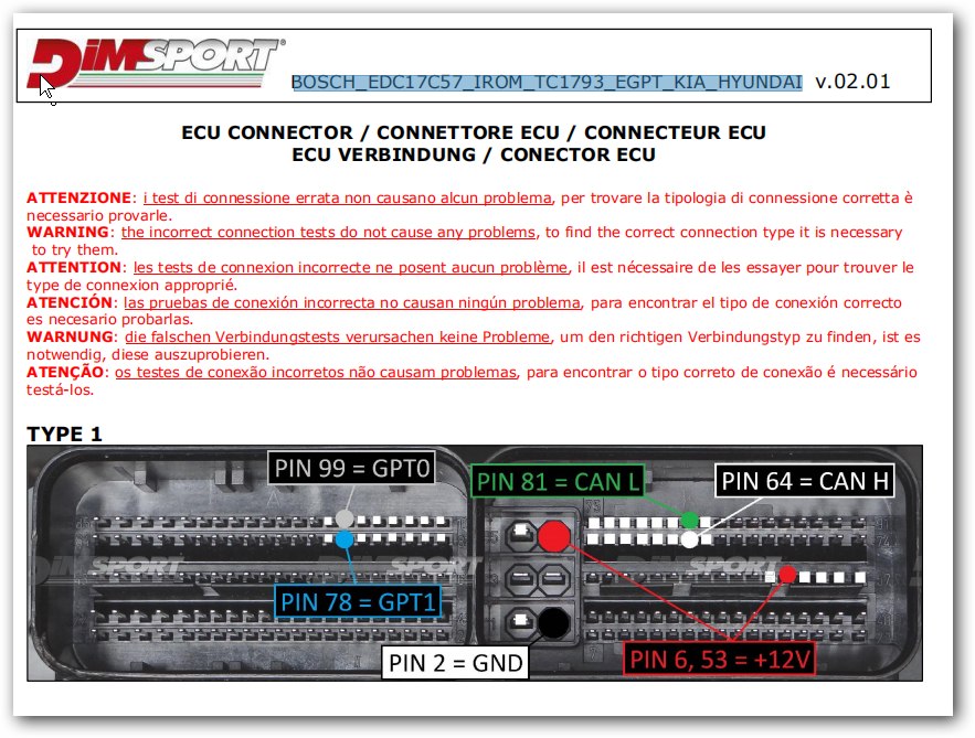 Schemat złącza — BOSCH EDC17C57 IROM TC1793 EGPT KIA HYUNDAI