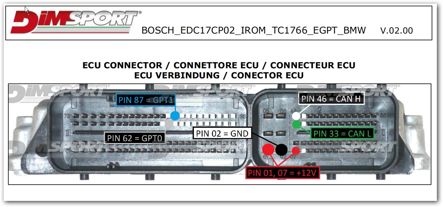 Schemat złącza — BOSCH EDC17CP02 IROM TC1766 EGPT BMW