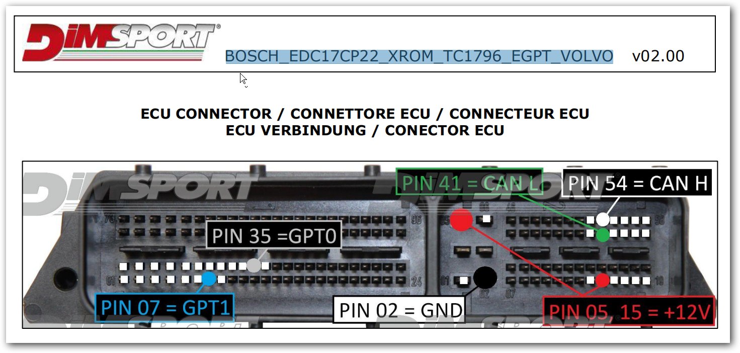 Schemat złącza — BOSCH EDC17CP22 XROM TC1796 EGPT VOLVO