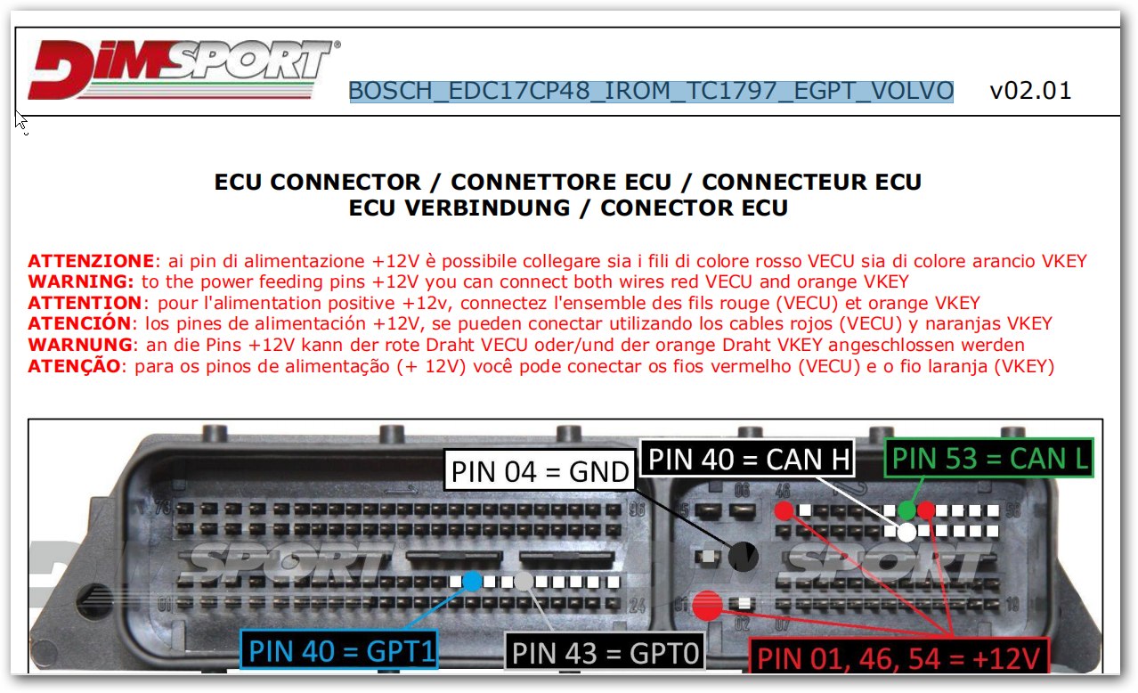 Schemat złącza — BOSCH EDC17CP48 IROM TC1797 EGPT VOLVO