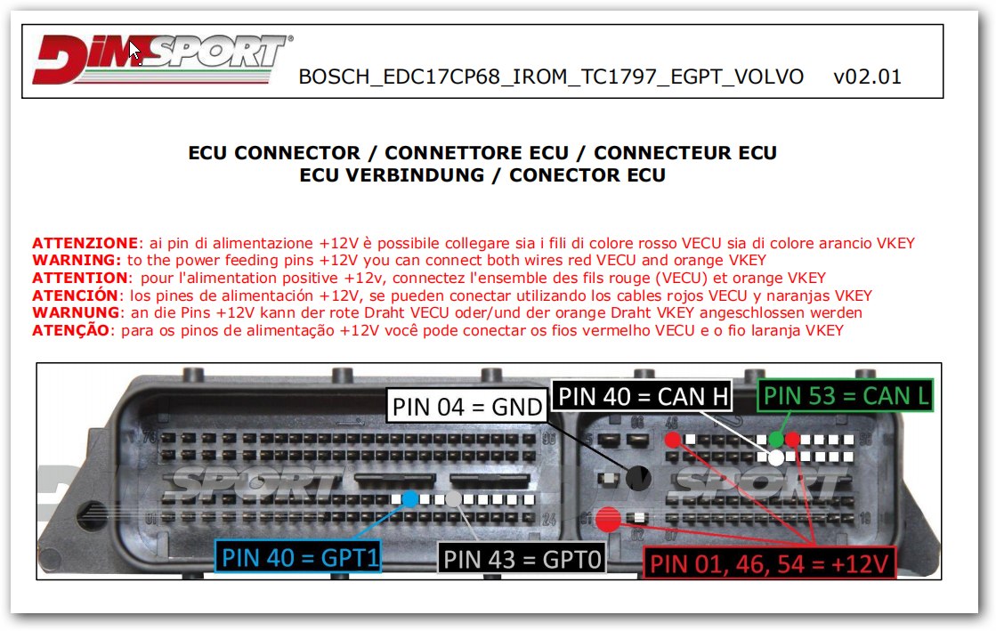 Schemat złącza — BOSCH EDC17CP68 IROM TC1797 EGPT VOLVO
