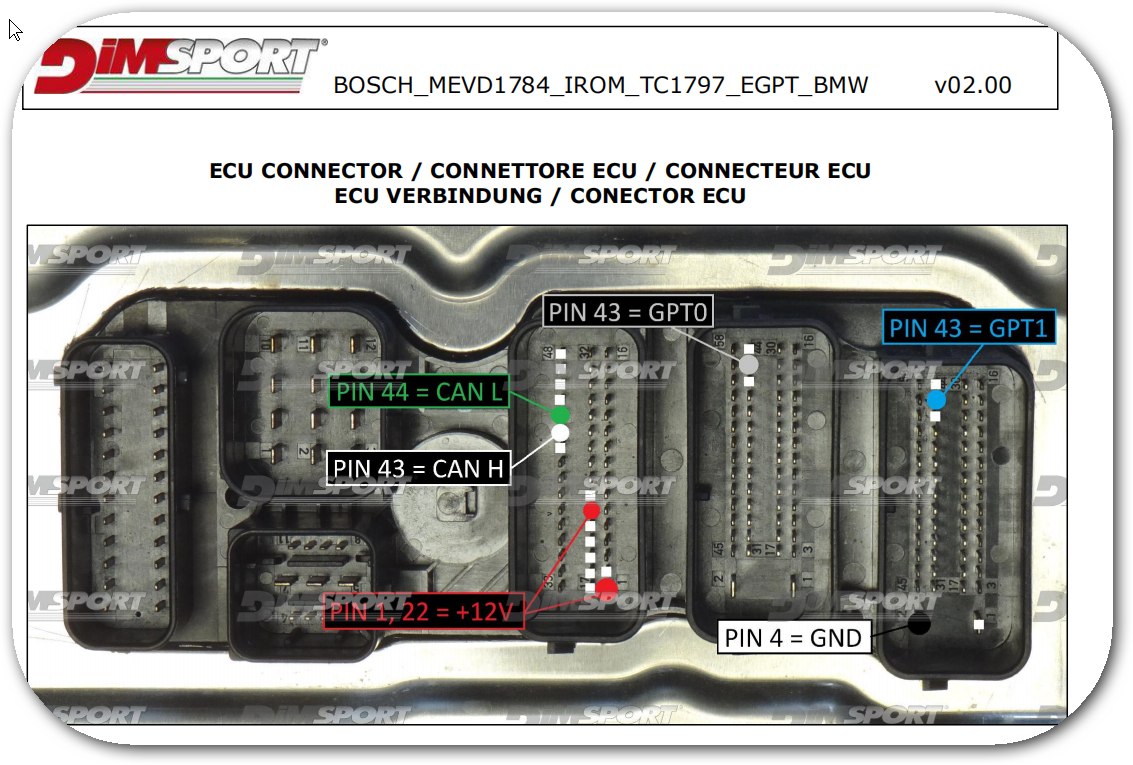 Schemat złącza — BOSCH MEVD1784 IROM TC1797 EGPT BMW-N20