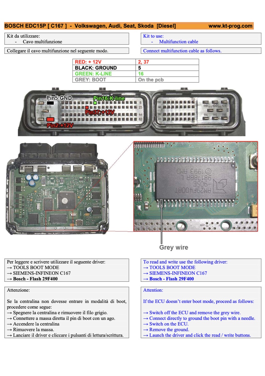 Podłączenie — BOSCH EDC15P [ C167 ] - VOLKSWAGEN,  (BOOTST10C167)
