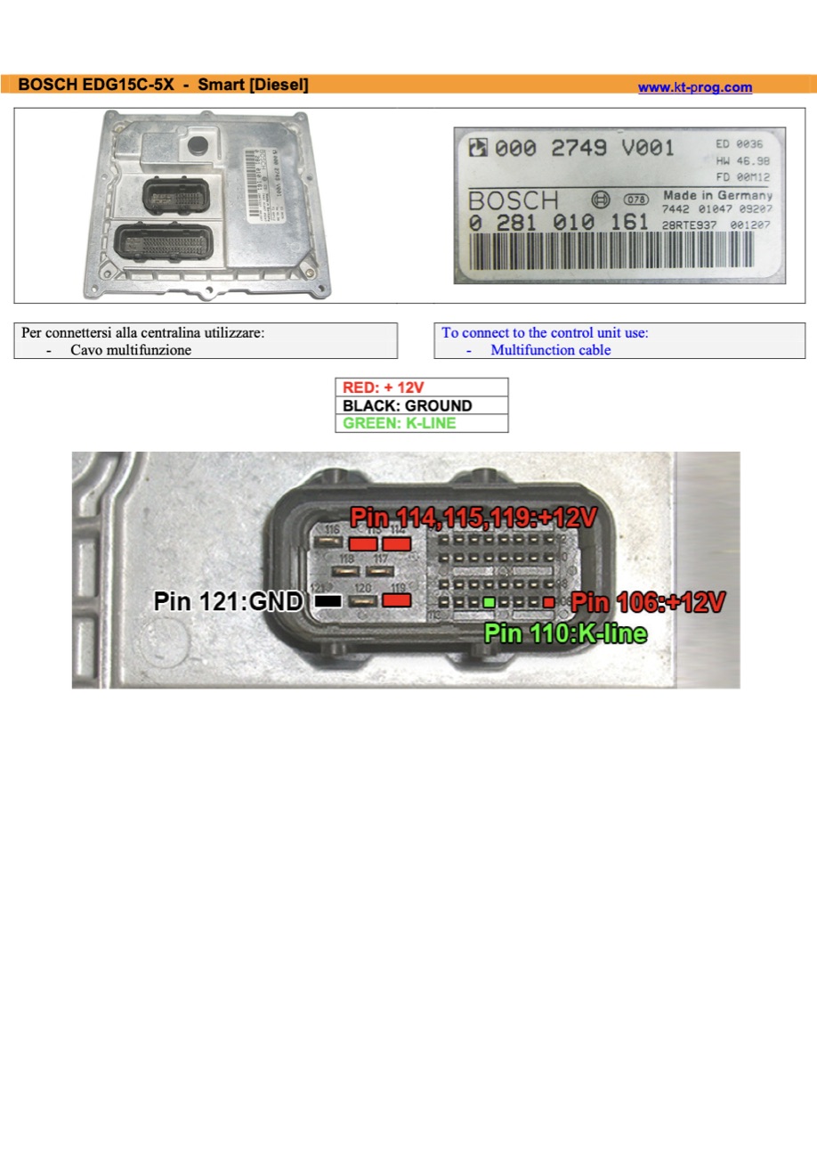 Schemat złącza — BOSCH EDG15C-5X - SMART [DIESEL] · manual DFOX (PINOUT)