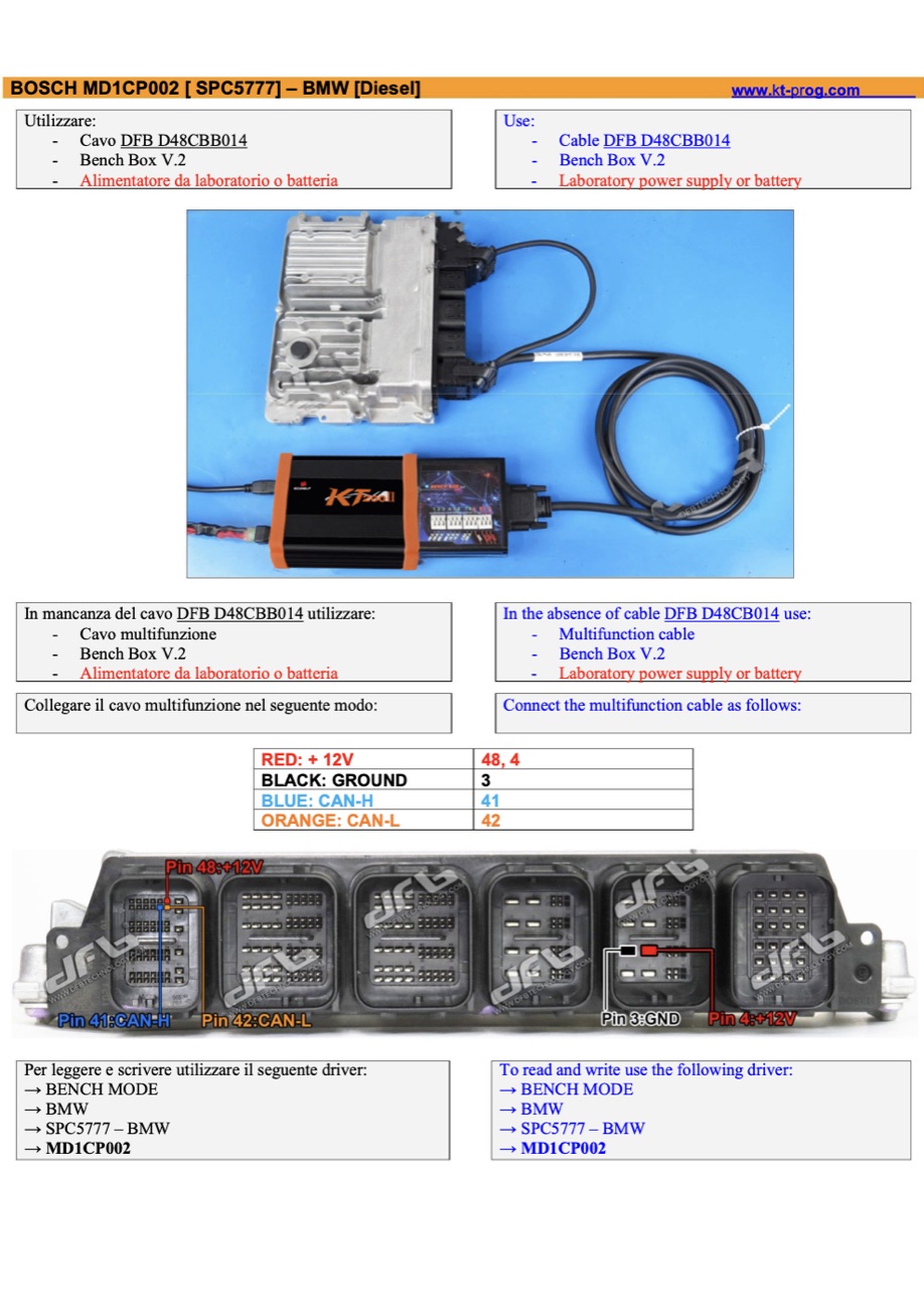 Podłączenie — BOSCH MD1CP002 [ SPC5777] – BMW [DIE (BENCH)