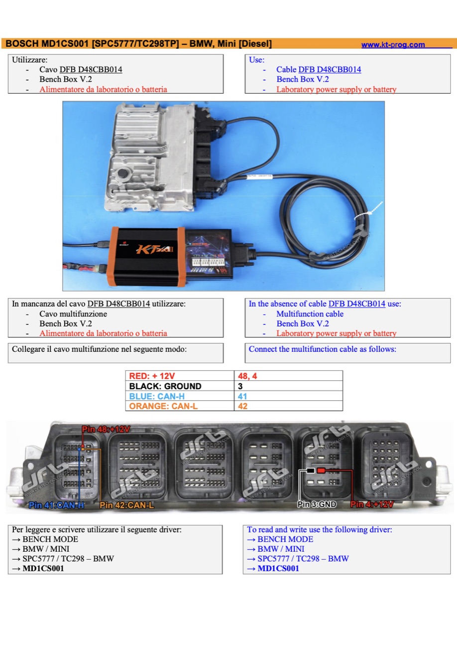 Podłączenie — BOSCH MD1CS001 [SPC5777/TC298TP] – B (BENCH)